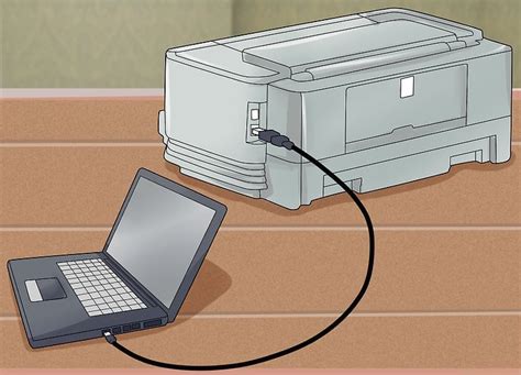 Шаг 3: Произведите соединение между принтером и ноутбуком с помощью USB-кабеля